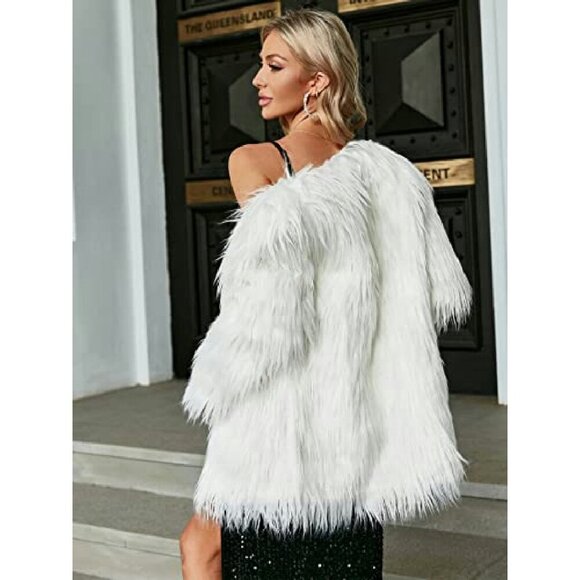 Long Sleeve Faux Fur Coat Fluffy Warm Winter Jacket - Picture 4 of 6